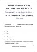 FIREFIGHTER HAZMAT OPS TEST  FINAL EXAM N 2024 ACTUAL EXAM  COMPLETE QUESTIONS AND CORRECT  DETAILED ANSWERS &lpar;100&percnt; VERIFIED  ANSWERS