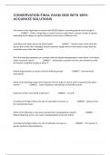 CONSERVATION FINAL EXAM 2025 WITH 100&percnt; ACCURATE SOLUTIONS