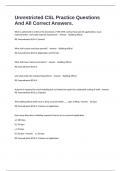 Unrestricted CSL Practice Questions And All Correct Answers&period;