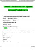 California Child Abuse Mandated Reporting 2025 Questions and Answers &lpar;2025 &sol; 2026&rpar; &lpar;Verified Answers&rpar;