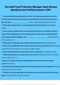Servsafe Food Protection Manager Exam Review  Questions and Verified Answers 100&percnt;