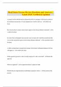 Real Estate License Review Questions and Answers &vert; Latest 2025&vert; Verified & Updated