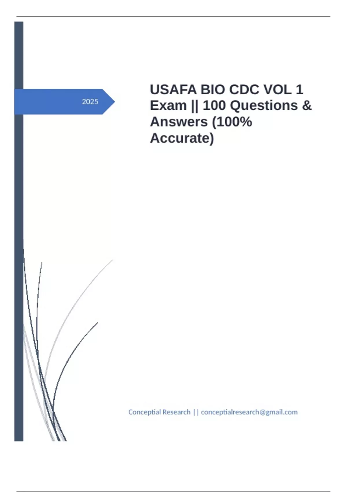USAFA BIO CDC VOL 1 Exam || 100 Questions & Answers (100% Accurate ...
