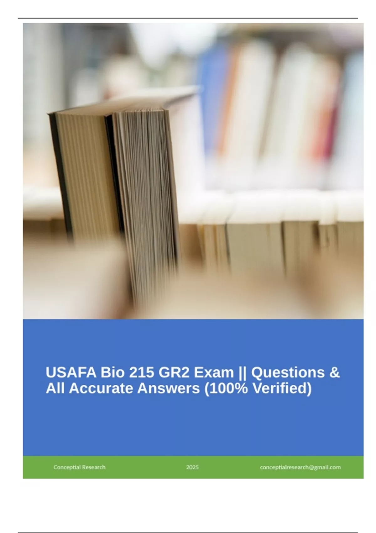 Usafa Math USAFA Bio 215 GR2 Exam || Questions & All Accurate Answers (100% ...