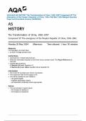 2024 AQA AS HISTORY The Transformation of China&comma; 1936&ndash;1997 Component 2P The emergence of the People&rsquo;s Republic of China&comma; 1936&ndash;1962 MAY 2024 Merged Question Paper and Final Mark scheme &lbrace;VERIFIED&rcub;