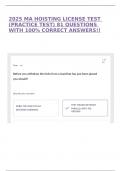 2025 MA HOISTING LICENSE TEST &lpar;PRACTICE TEST&rpar; 81 QUESTIONS WITH 100&percnt; CORRECT ANSWERS&excl;&excl;