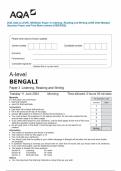 2024 AQA A-LEVEL BENGALI Paper 3 Listening&comma; Reading and Writing JUNE 2024 Merged Question Paper and Final Mark scheme &lbrace;VERIFIED&rcub;