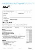 2024 AQA A-LEVEL PHILOSOPHY Paper 2 The metaphysics of God and the metaphysics of mind 7172&sol;2 Merged Question Paper and Final Mark scheme &lbrace;VERIFIED&rcub;