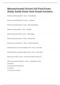 Massachusetts Drivers Ed Final Exam Study Guide Exam And Actual Answers&period;