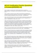 HCS-D Certification Practice Questions & Answers&lpar;GRADED A&plus;&rpar;