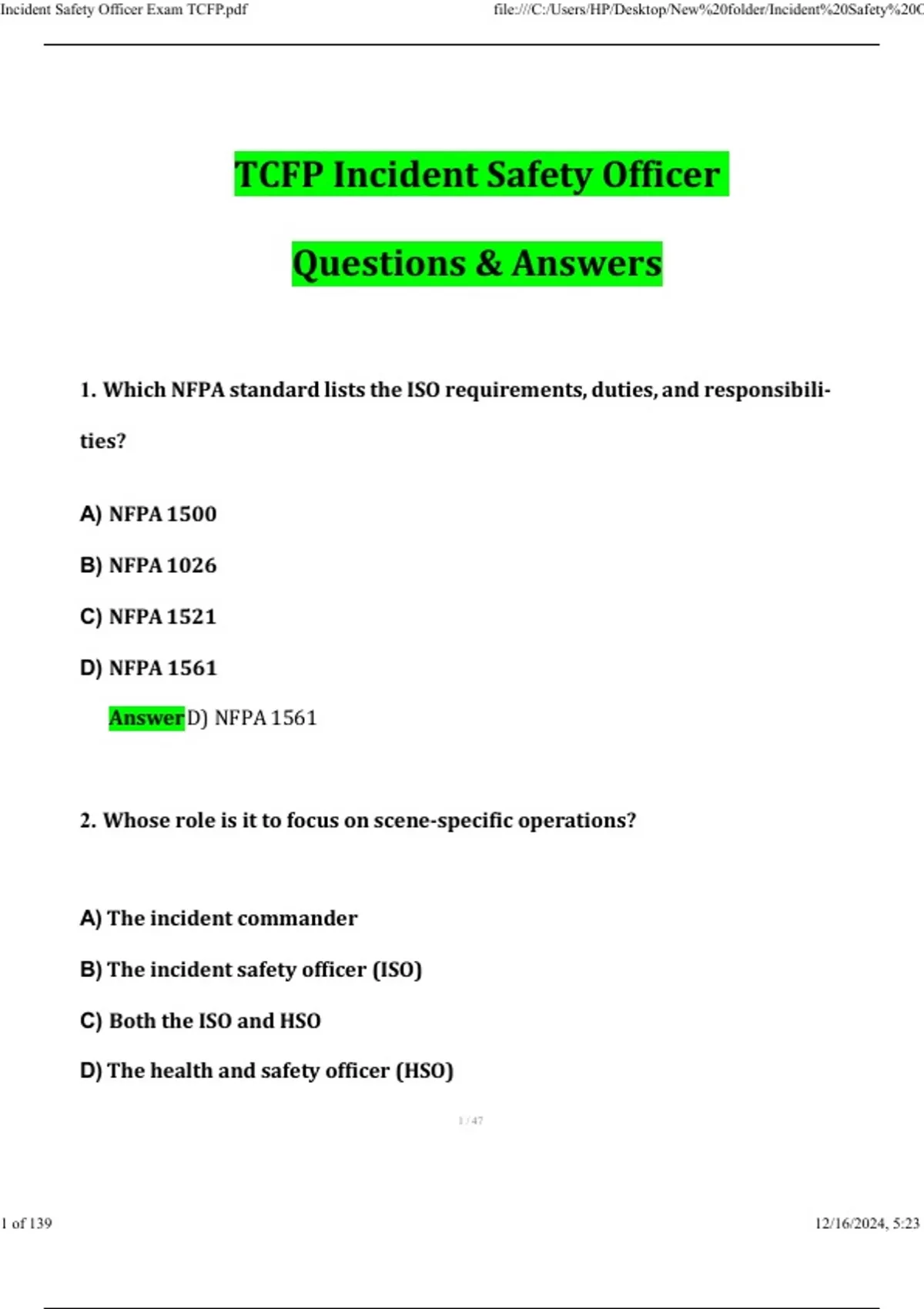 TCFP BUNDLED EXAMS -TCFP Firefighter I and II Exam / TCFP Fire ...