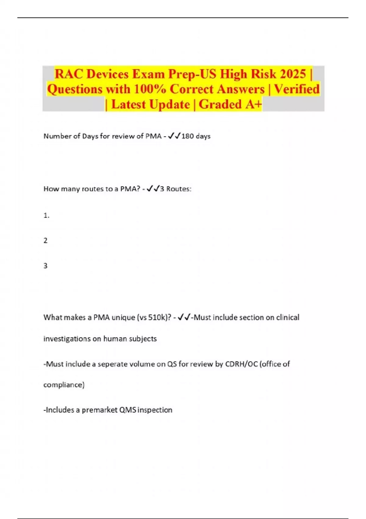 RAC Devices Exam Prep-US High Risk 2025 | Questions with 100% Correct ...