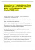 Massachusetts Pesticide License Exam DETAILED QUESTIONS AND CORRECT HIGHTLIGHTED ANSWERS 100- GUARANTEED PASS&period;