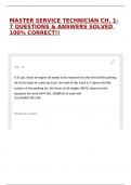 MASTER SERVICE TECHNICIAN CH&period; 1-7 QUESTIONS & ANSWERS SOLVED 100&percnt; CORRECT&excl;&excl;