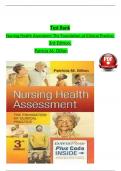 TEST BANK For Nursing Health Assessment The Foundation of Clinical Practice&comma; 3rd Edition by Dillon&comma; Verified Chapters 1 to 27&comma; Complete Newest Version