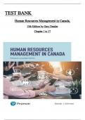 Test Bank - Human Resources Management in Canada&comma; 15th Edition by Gary Dessler&comma; All 17 Chapters Covered&comma; Verified Latest Edition