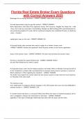 Florida Real Estate Broker Exam Questions with Correct Answers 2025