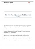 ME 215 Test 3 Questions And Answers 2025
