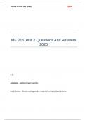 ME 215 Test 2 Questions And Answers 2025
