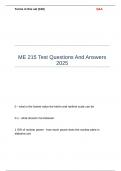 ME 215 Test Questions And Answers 2025