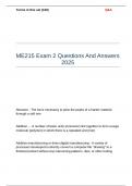 ME215 Exam 2 Questions And Answers 2025