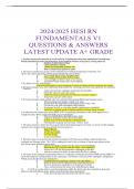 2024&sol;2025 HESI RN FUNDAMENTALS V1 QUESTIONS & ANSWERS LATEST UPDATE A&plus; GRADE