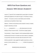 HDFS Final Exam Questions and  Answers 100&percnt; Solved &vert; Graded A&plus;
