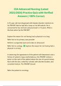CEA Advanced Nursing &lpar;Latest 2025&sol;2026&rpar; Practice Quiz with Verified Answers &vert; 100&percnt; Correct&period;