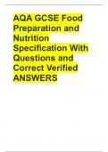 AQA GCSE Food Preparation and Nutrition Specification With Questions and Correct Verified ANSWERS 