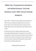 HIPAA Test &vert; Comprehensive Questions  and Verified Answers &sol; Accurate  Solutions &vert; Get it 100&percnt; Correct&excl;&excl; Already  Graded A&plus;