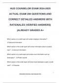 HUD COUNSELOR EXAM 2024-2025  ACTUAL EXAM 200 QUESTIONS AND  CORRECT DETAILED ANSWERS WITH  RATIONALES &lpar;VERIFIED ANSWERS&rpar;  &vert;ALREADY GRADED A&plus;