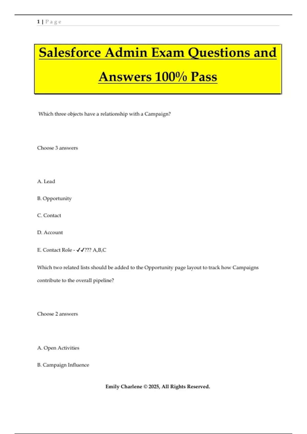 Salesforce Admin Exam Questions and Answers 100% Pass - Salesforce ...
