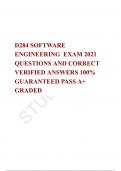   D284 SOFTWARE ENGINEERING  EXAM 2021 QUESTIONS AND CORRECT VERIFIED ANSWERS 100&percnt; GUARANTEED PASS A&plus; GRADED