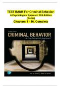 Testbank criminal behavior a psychological approach 11e bartol