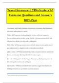 Texas Government 2306 chapters 1-3 Exam one Questions and Answers 100&percnt; Pass