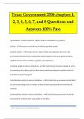 Texas Government 2306 chapters 1&comma; 2&comma; 3&comma; 4&comma; 5&comma; 6&comma; 7&comma; and 8 Questions and Answers 100&percnt; Pass