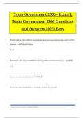 Texas Government 2306 - Exam 1&comma; Texas Government 2306 Questions and Answers 100&percnt; Pass