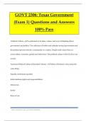GOVT 2306&colon; Texas Government &lpar;Exam 1&rpar; Questions and Answers 100&percnt; Pass