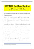 GOVT 2306 Final Exam Questions and Answers 100&percnt; Pass