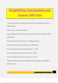 Weightlifting Test Questions and Answers 100&percnt; Pass
