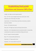Weightlifting Study guide Questions and Answers 100&percnt; Pass