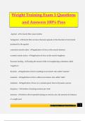 Weight Training Exam 1 Questions and Answers 100&percnt; Pass