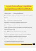 Strength Training Exam&colon; Weightlifting Exam Questions and Answers 100&percnt; Pass