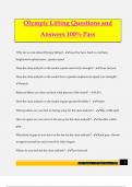 Olympic Lifting Questions and Answers 100&percnt; Pass