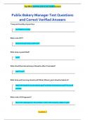 Publix Bakery Manager Test Questions and Correct Verified Answers