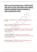 AQA A-Level Psychology Paper 2 EXAM LATEST 2025 WITH ACTUAL QUESTIONS AND CORRECT VERIFIED ANSWERS ALREADY GRADED A&plus; 100&percnt; GUARANTEED PASS&excl;