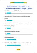 Surgical Technology Final Exam Questions and Correct Verified Answers