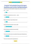 Surgical Technologist General Surgery Questions and Correct Verified Answers