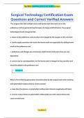 Surgical Technology Certification Exam Questions and Correct Verified Answers