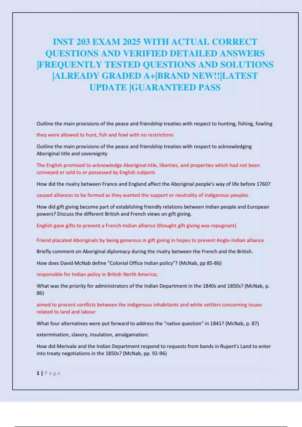 INST 203 EXAM 2025 WITH ACTUAL CORRECT QUESTIONS AND VERIFIED DETAILED ...